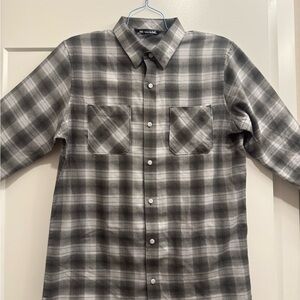Travis Mathew Black and Gray Plaid Shirt